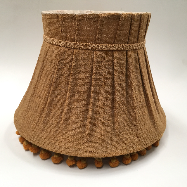 LAMPSHADE, Vintage (Large) - Gold Pleated Weave w Fringe